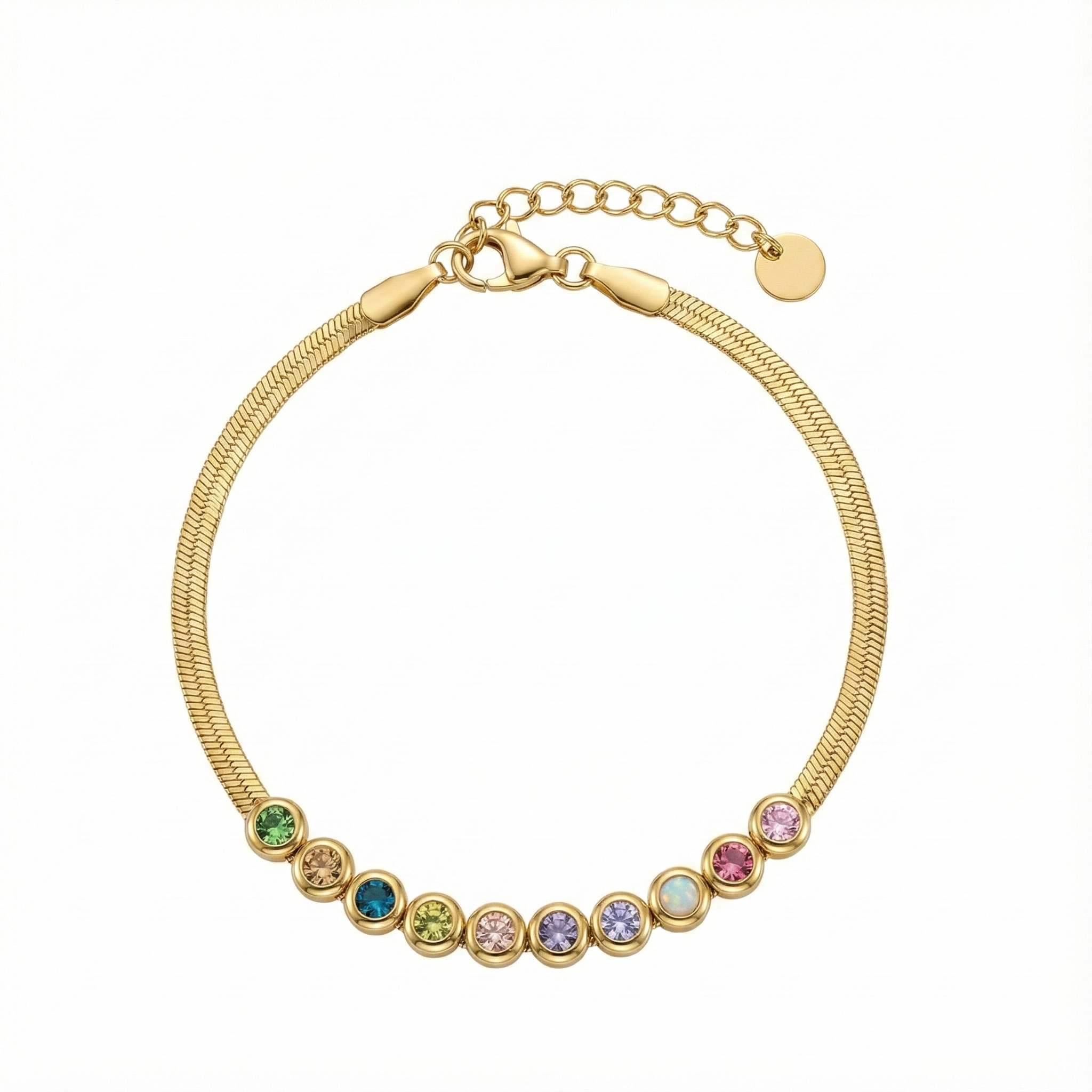 bracelet acier inoxydable doré arc-en-ciel multicolore vue large